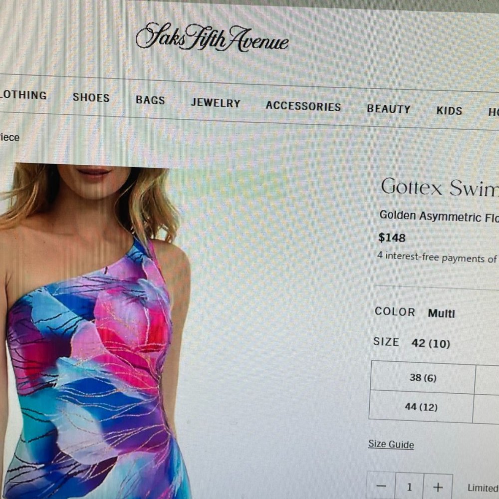 Gottex NEW Women's Golden Blossom One Shoulder Swimsuit Size 6 148$ - Picture 7 of 7